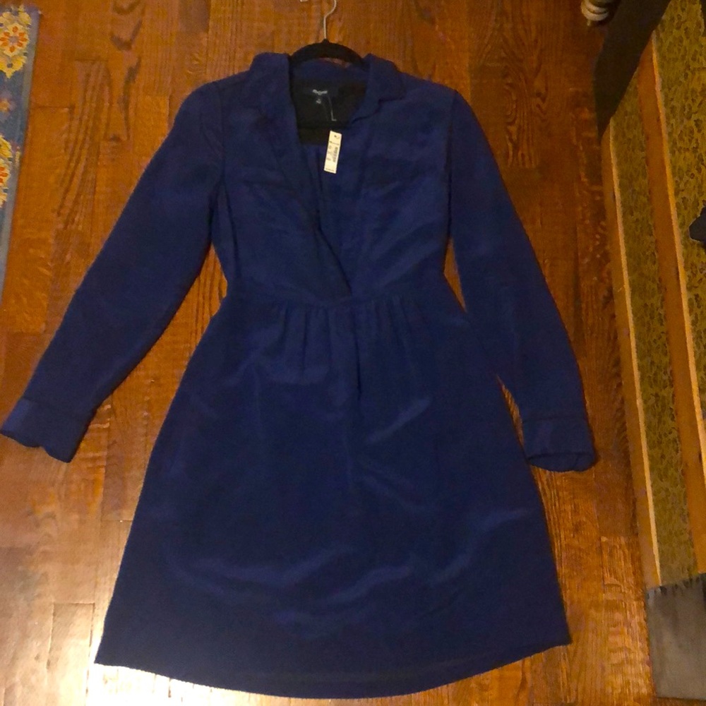 Madewell, blue long sleeved dress, size 2.